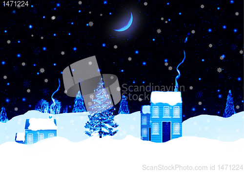 Image of Christmas night landscape background