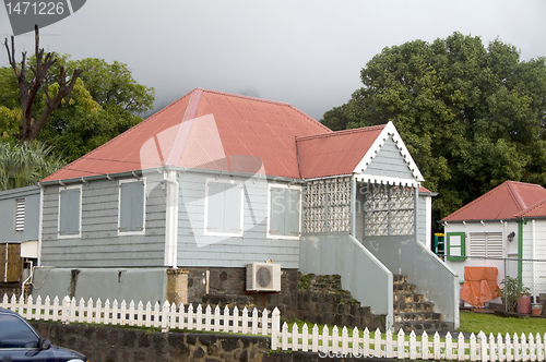 Image of typical house architecture capital Oranjestad St. Eustatius Neth