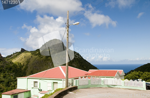 Image of house on "The Road" scenic view Saba Dutch Netherlands  Antilles