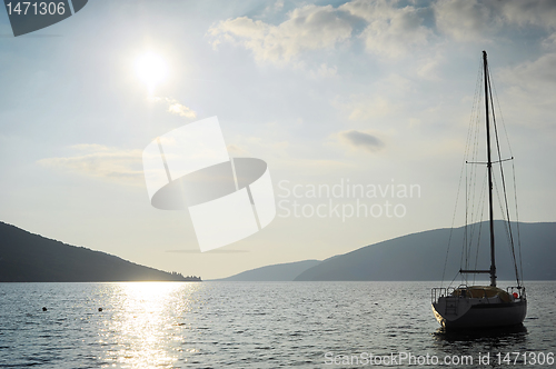 Image of Silhouette of sail boat