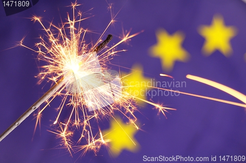 Image of eu flag and sparkler