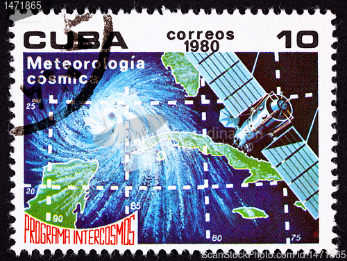 Image of Canceled Cuban Postage Stamp Weather Satellite Meteorology Cuba 