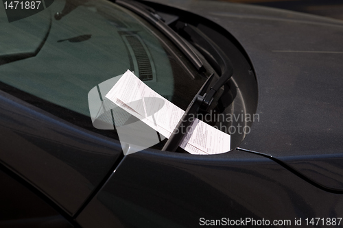 Image of Two Parking Tickets on Car Windshield, Washington DC, USA