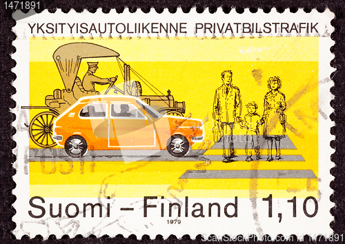 Image of Postage Stamp Traffic Safety Crosswalk Old New Car