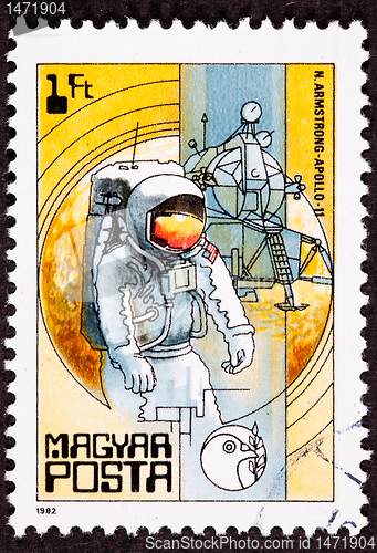 Image of Postage Stamp Apollo 11 Moon Walk Space Suit