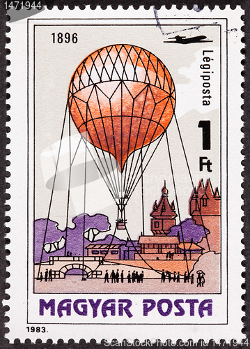 Image of Hungarian Air Mail Postage Stamp Observation Balloon 1896