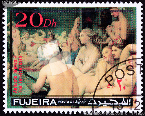 Image of Canceled Fujeria Postage Stamp Painting Auguste Ingres the Turki