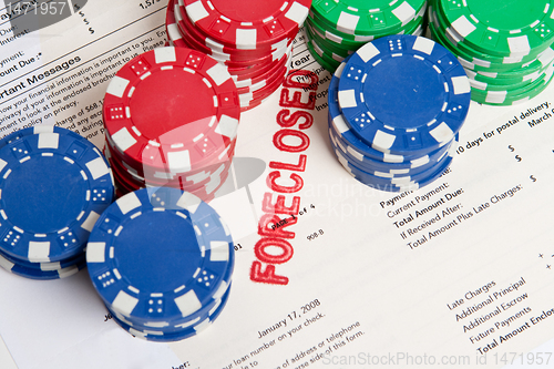 Image of Bet the House Poker Chips on Foreclosed Mortgage