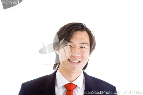 Image of Happy Asian Businessman in a Suit On White Background
