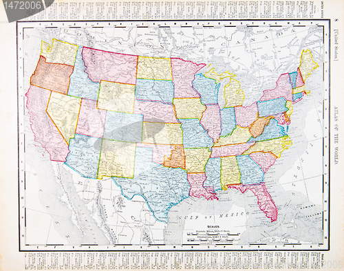 Image of Antique Vintage Map United States America, USA