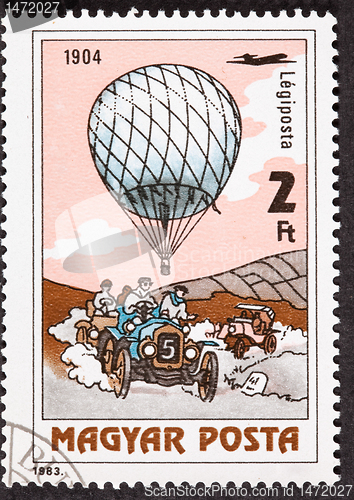 Image of Hungarian Air Mail Balloon Postage Stamp Car Race