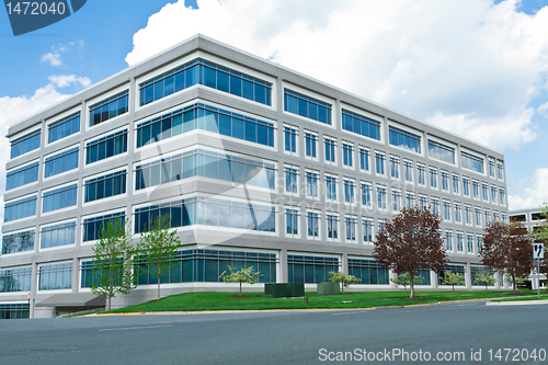 Image of Modern Cube Shaped Office Building Parking Lot MD