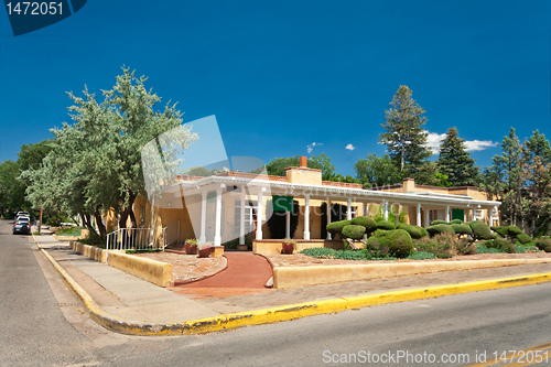 Image of Adobe Spanish Colonial House Porch Santa Fe NM