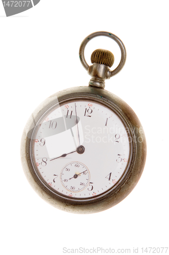 Image of Old Fashioned Brass Pocket Watch Isolated White