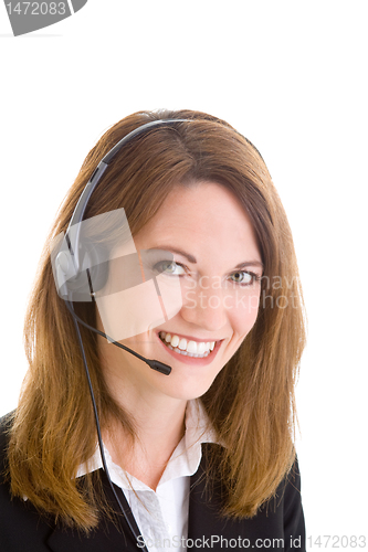 Image of White Customer Service Representative Woman Headset