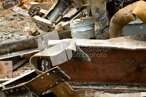 Image of Pile of Scrap Steel at Building Demolition Site