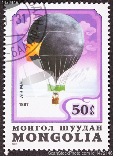 Image of Mongolian Balloon Air Mail Postage Stamp Historic Flight Sweden 