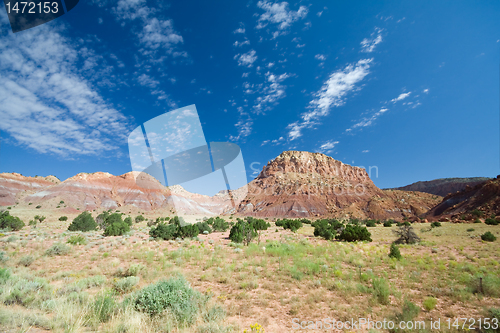 Image of Ghost Ranch Mesa Canyon Blue Sky Abiquiu, New Mexico