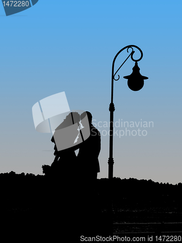Image of silhouette of new-married