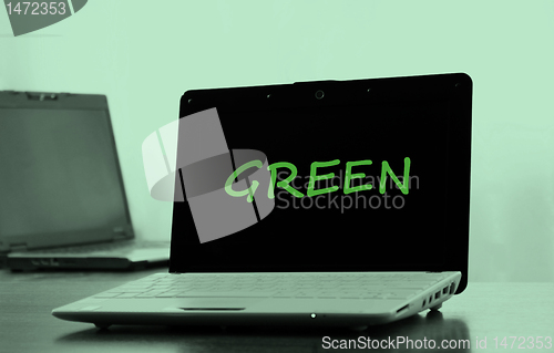 Image of laptops in green color