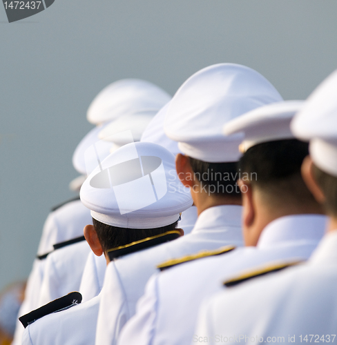 Image of Military officers in parade uniforms