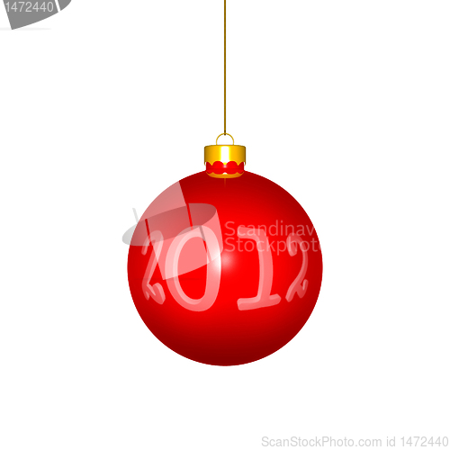 Image of Christmas ball reflecting new year