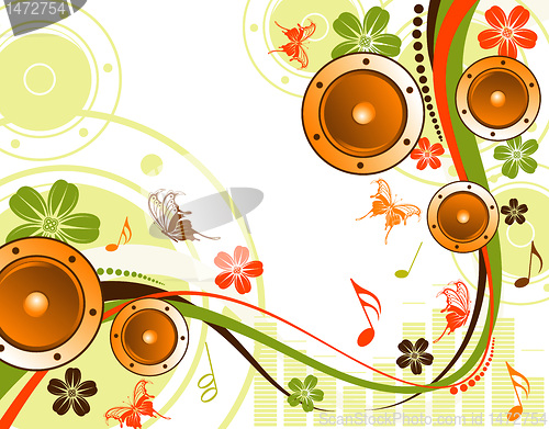 Image of Floral background with loudspeaker