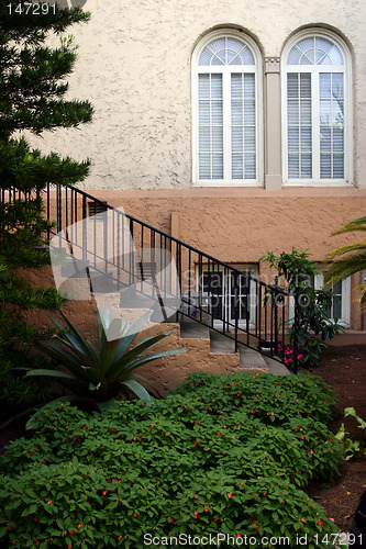 Image of Staircase windows and garden in downtown Lakeland Florida