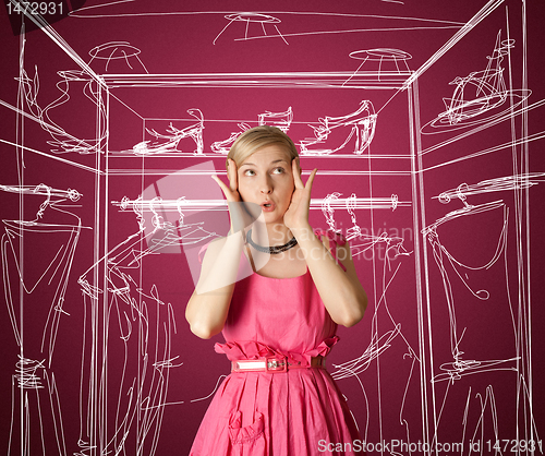 Image of surprised girl in pink