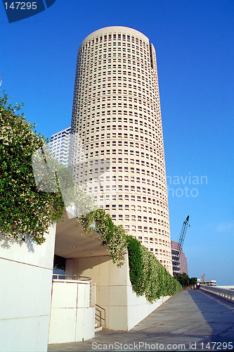 Image of Tall highrise building by the river