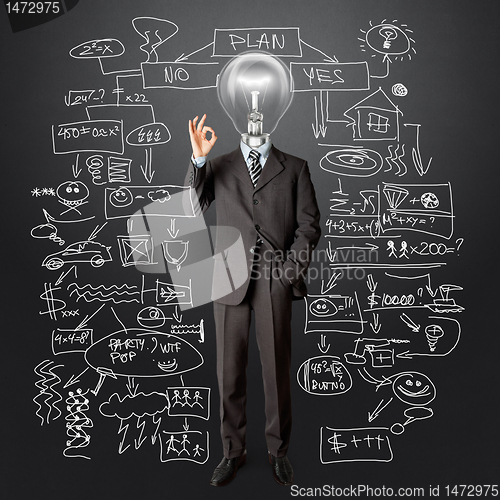 Image of full length business male with lamp-head