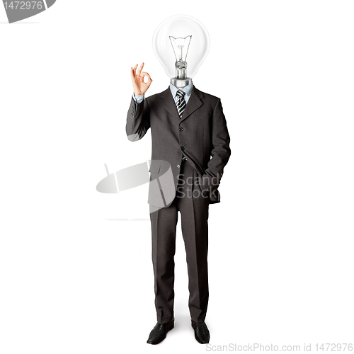 Image of full length business male with lamp-head