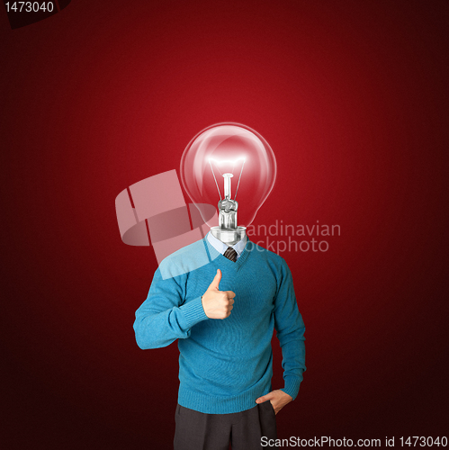 Image of young businessman with lamp-head