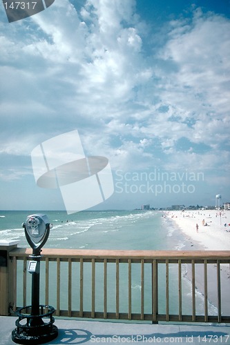 Image of Binoculars and boardwalk on beach