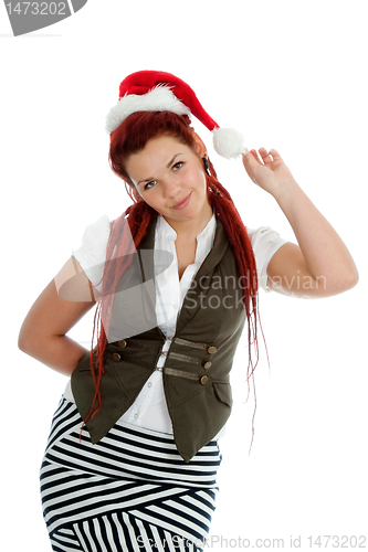 Image of Young modern christmas girl isolated on white background.