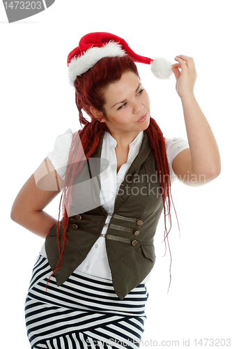 Image of Young modern christmas girl isolated on white background.
