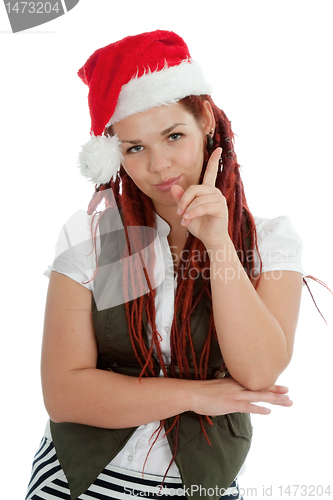 Image of Young modern christmas girl isolated on white background.