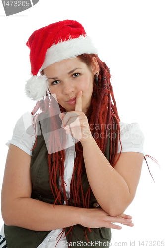 Image of Young modern christmas girl isolated on white background.