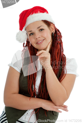 Image of Young modern christmas girl isolated on white background.