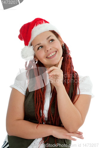 Image of Young modern christmas girl isolated on white background.
