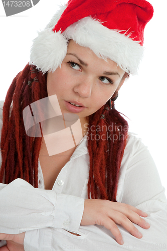 Image of Portrait of young modern christmas girl.