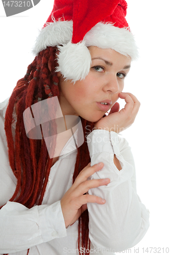 Image of Portrait of young modern christmas girl.