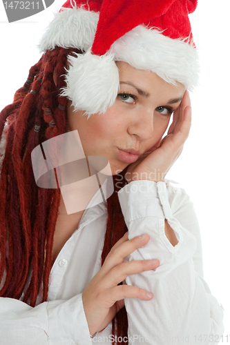 Image of Portrait of young modern christmas girl.