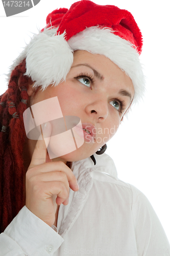 Image of Portrait of young modern christmas girl.