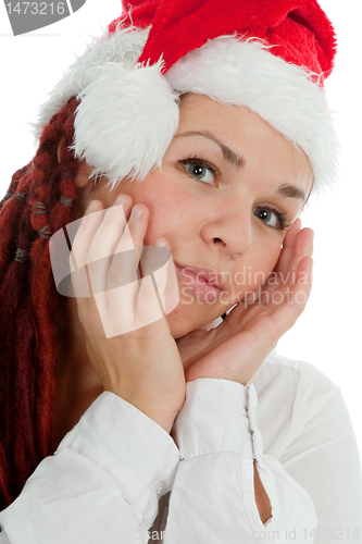 Image of Portrait of young modern christmas girl.