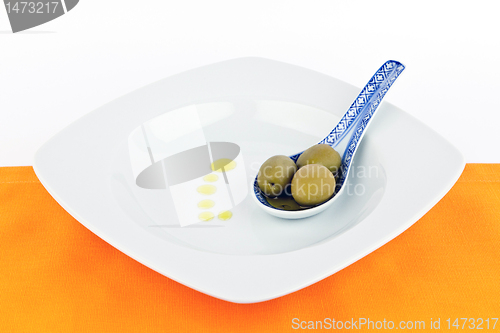 Image of Spoon with olives.