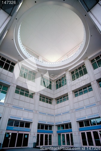 Image of Wide angle perspective on convention center entrance