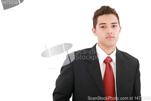 Image of businessman looking at camera, isolated on white background