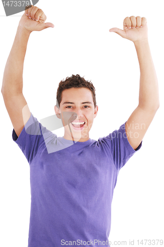 Image of Portrait of an emotional young man. Isolated over white backgrou