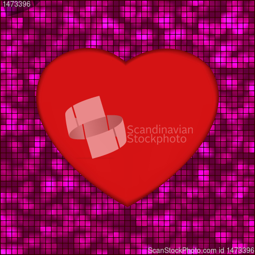 Image of Abstract mosaic glowing heart background. EPS 8